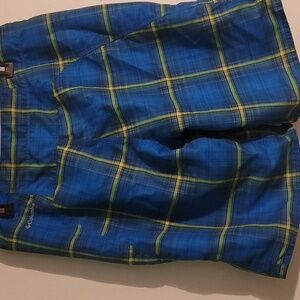EUC Columbia Mens Omni Shade Shorts Waterton Hybrid Hyper Water Blue size 34